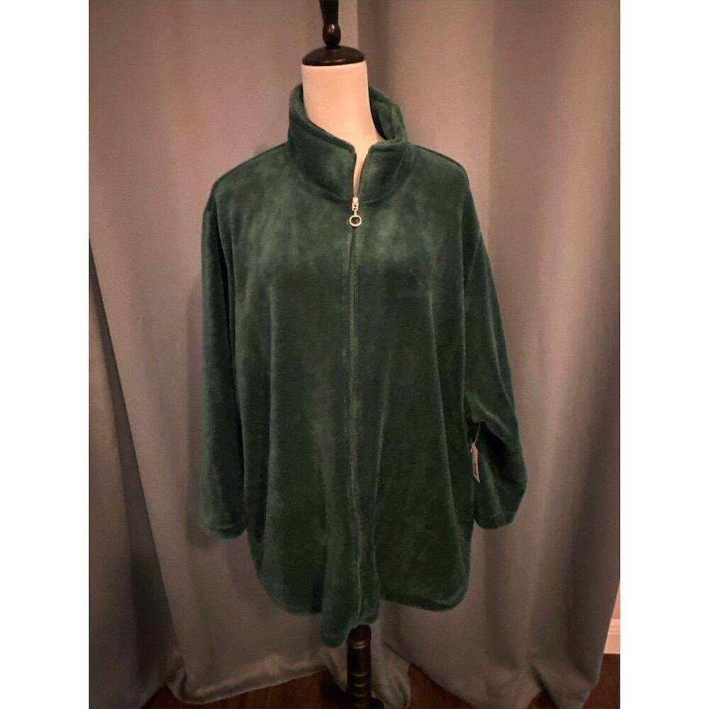 Liz & Me for Catherines Women's 3X Green Full Zip Fleece Jacket